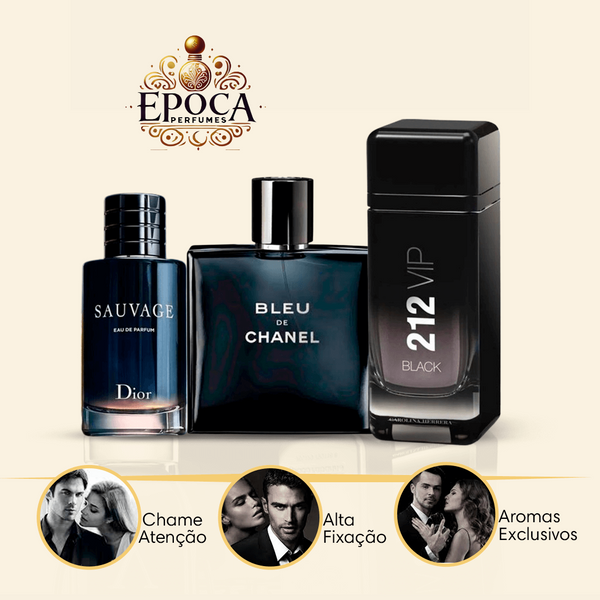 KIT 3 Perfumes Importados (100ml) - 212 Vip +Sauvage +Bleu